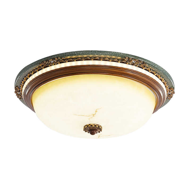 Vintage Style Opaline Glass LED Dome Flush Mount Ceiling Light in Brown - 14"/16"/20" Width