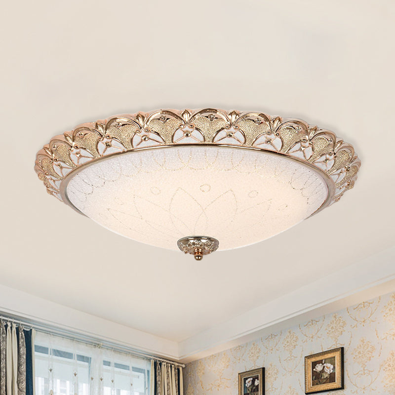 Plafonnier encastré Farmhouse Dome - Plafonnier LED en verre crème en or (14"/16"/20")