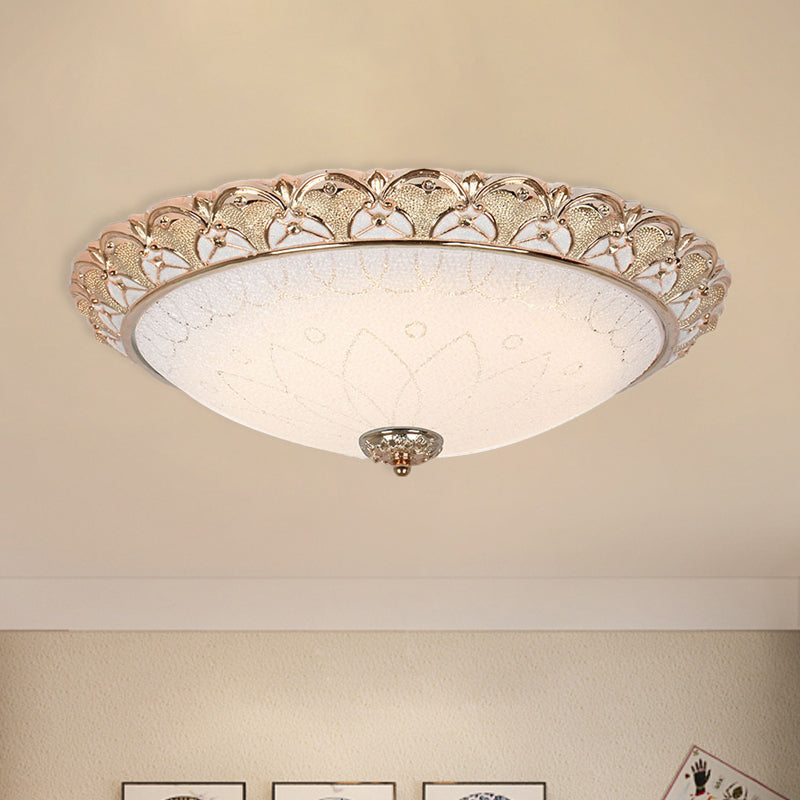 Plafonnier encastré Farmhouse Dome - Plafonnier LED en verre crème en or (14"/16"/20")