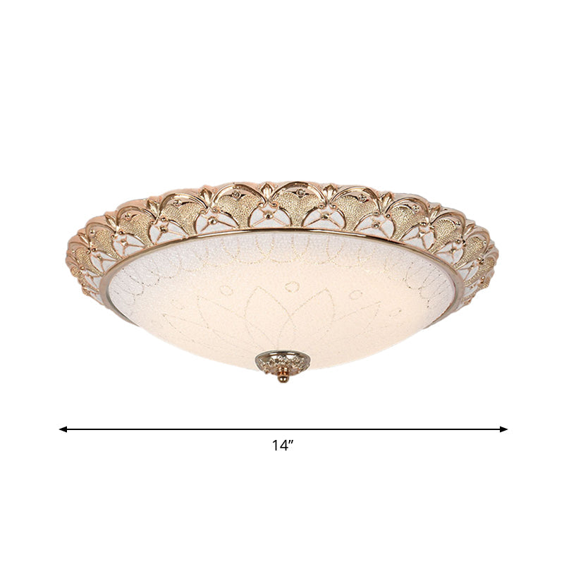 Plafonnier encastré Farmhouse Dome - Plafonnier LED en verre crème en or (14"/16"/20")