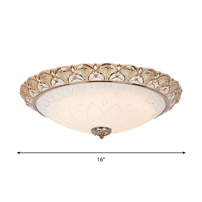 Plafonnier encastré Farmhouse Dome - Plafonnier LED en verre crème en or (14"/16"/20")