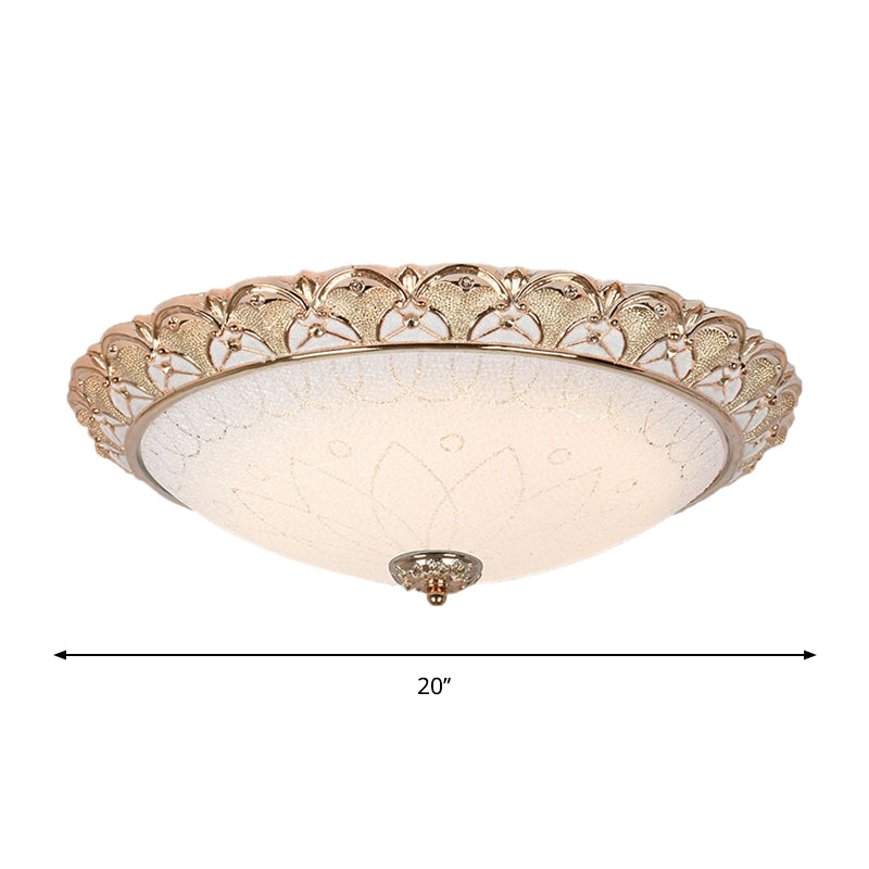 Plafonnier encastré Farmhouse Dome - Plafonnier LED en verre crème en or (14"/16"/20")