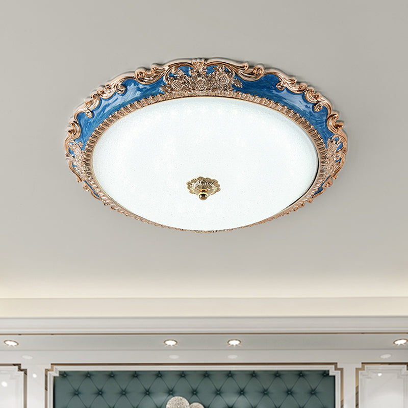 14"/16"/19.5" LED Bowl Flush Mount Lamp Countryside Red/Blue Finish Ceiling Light for Bedroom