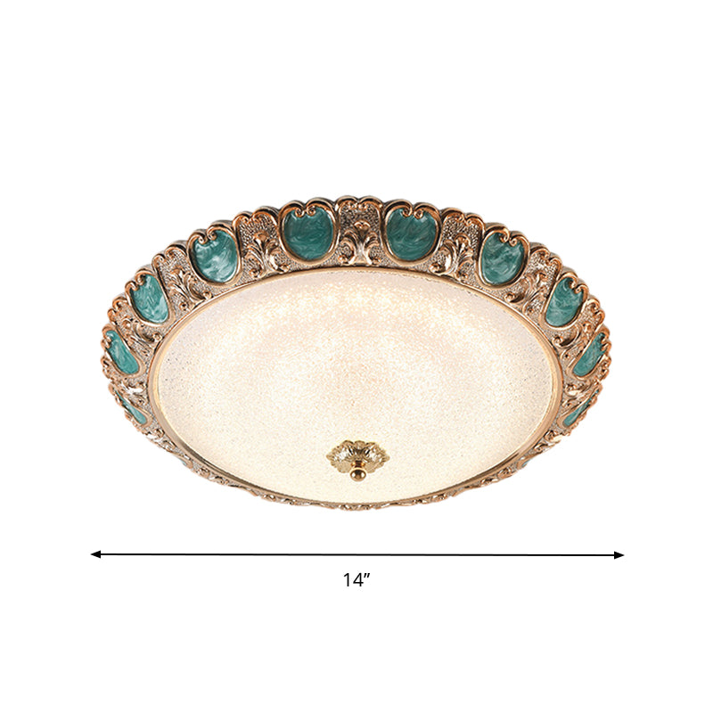 Blue Dome Ceiling Light with LED and Country Cream Glass, in Warm/White Light, Available in 3 Sizes
