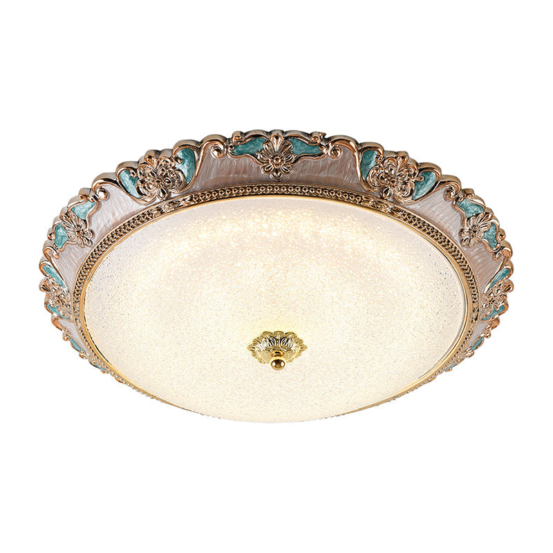 Lampe à encastrer Farmhouse Dome Shade - Largeur 14"/16"/19,5" - Or/Marron - Verre givré - Montage encastré au plafond à LED - Lumière chaude/blanche