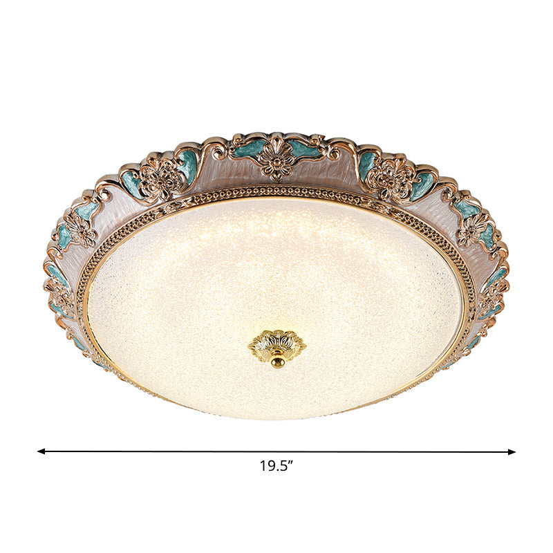 Lampe à encastrer Farmhouse Dome Shade - Largeur 14"/16"/19,5" - Or/Marron - Verre givré - Montage encastré au plafond à LED - Lumière chaude/blanche