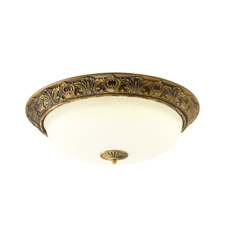 Lampe à encastrer traditionnelle en laiton avec verre dépoli - Lampe à encastrer à LED pour chambre à coucher (12"/16"/19,5" de large)