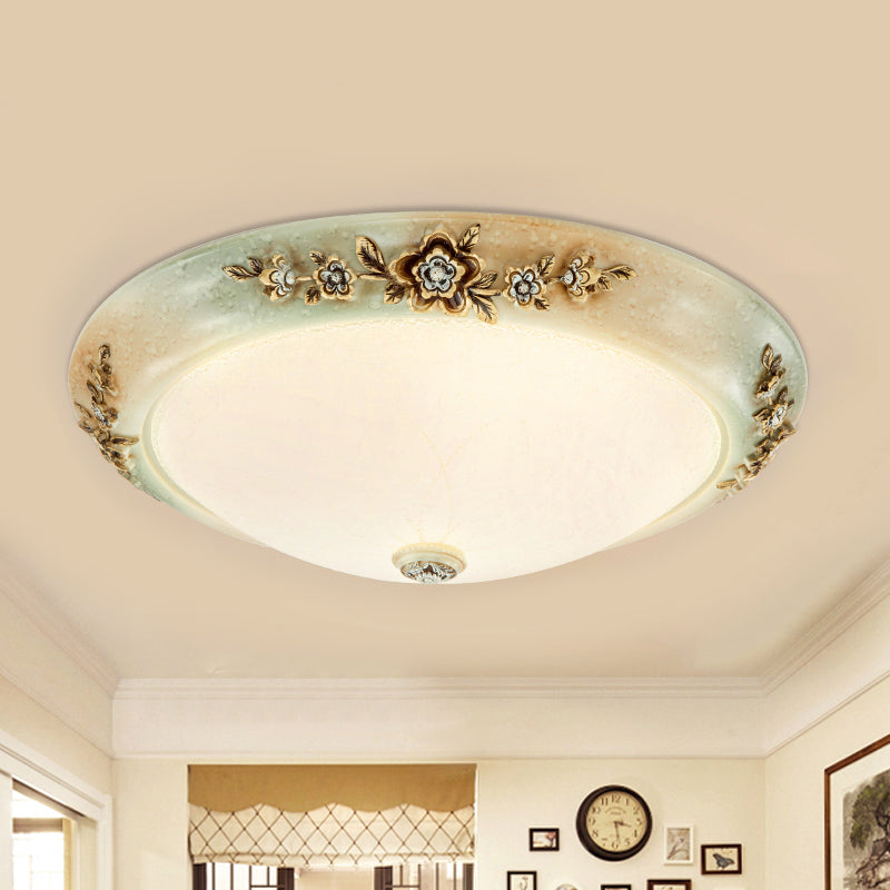 Traditional Led Dome Ceiling Light With Milky White Glass In 3 Sizes And 2 Temperatures -White/Brown