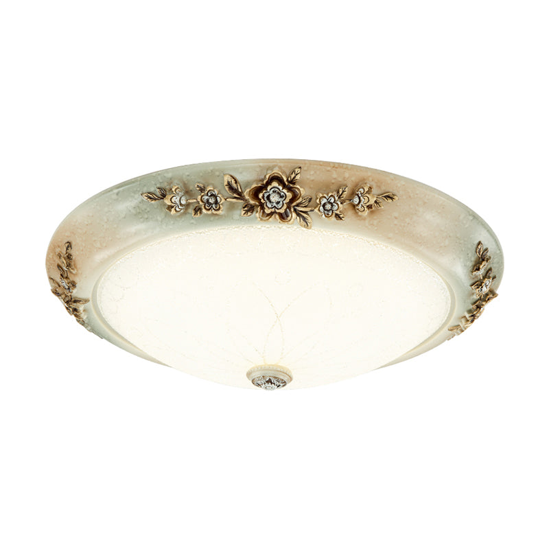 Traditional LED Dome Ceiling Light with Milky White Glass in 3 Sizes and 2 Light Temperatures -White/Brown Finish