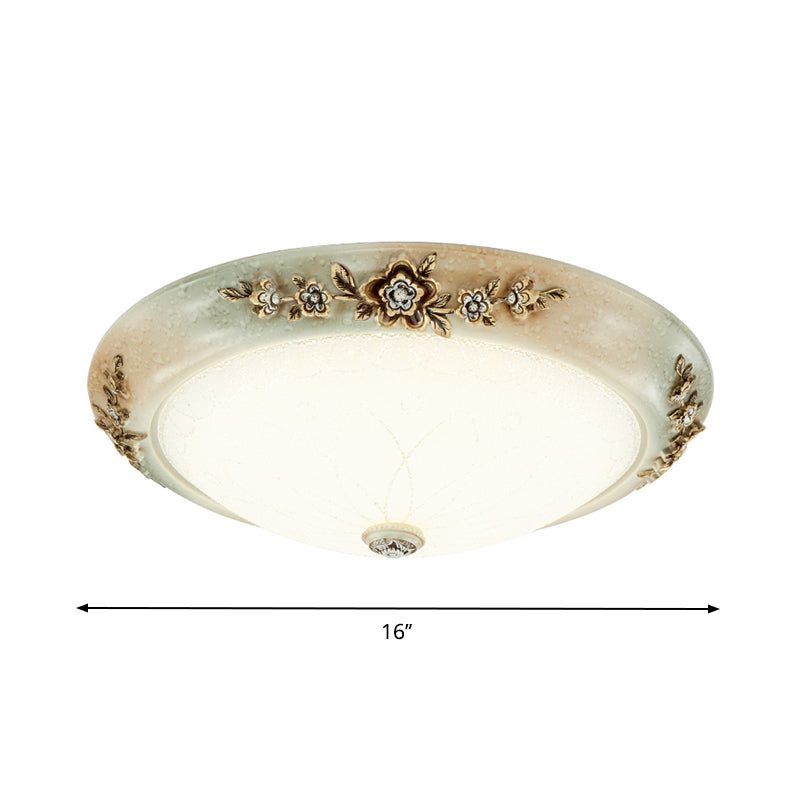 Traditional LED Dome Ceiling Light with Milky White Glass in 3 Sizes and 2 Light Temperatures -White/Brown Finish