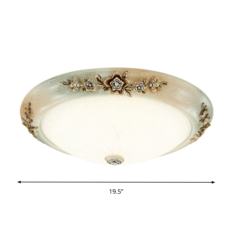 Traditional LED Dome Ceiling Light with Milky White Glass in 3 Sizes and 2 Light Temperatures -White/Brown Finish