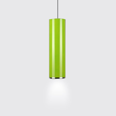 Sleek 11"/19"/23.5" H Blue/Green Metal Cylinder Pendant Lamp - Simple Style, 1 Head Bar Hanging Light in Warm/White