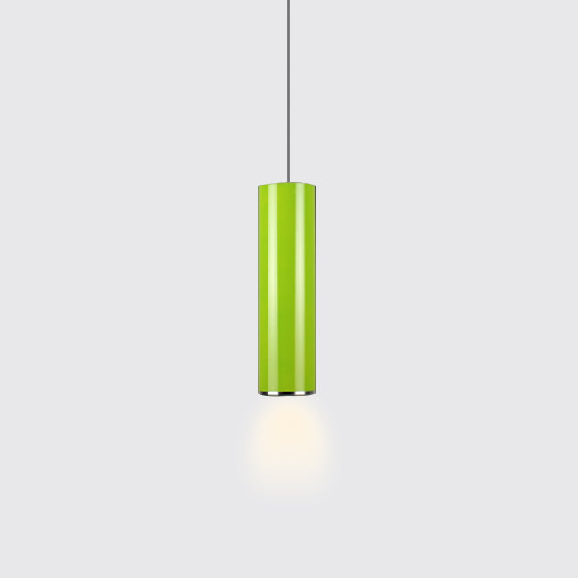 Sleek 11"/19"/23.5" H Blue/Green Metal Cylinder Pendant Lamp - Simple Style, 1 Head Bar Hanging Light in Warm/White