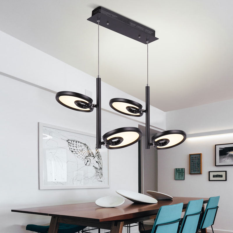 Elena - 2/4/6 2/4/6 Heads Leaf Suspended Pendant Light Modern Metal Black/White LED Hanging Light for Dining Room in Warm/White/Neutral Light