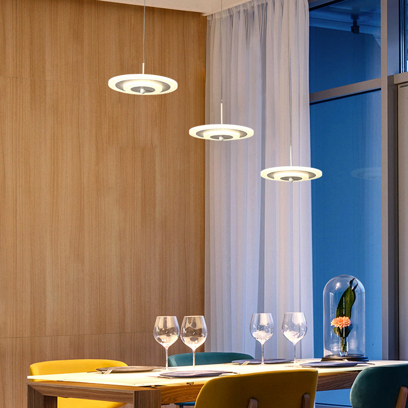 Homam - Modern White/Brown Round Ceiling Light Led 3/6-Light Acrylic Hanging Pendant In
