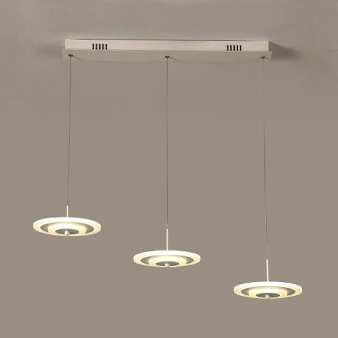 Homam - Modern White/Brown Round Ceiling Light Led 3/6-Light Acrylic Hanging Pendant In