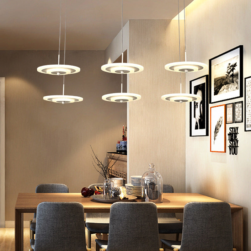 Homam - Modern White/Brown Round Ceiling Light Modern LED 3/6-Light Acrylic Hanging Pendant in Warm/White/Natural Light