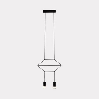 Modern Geometric Metal Ceiling Light - Black Suspension Pendant with 2/4/6 Lights