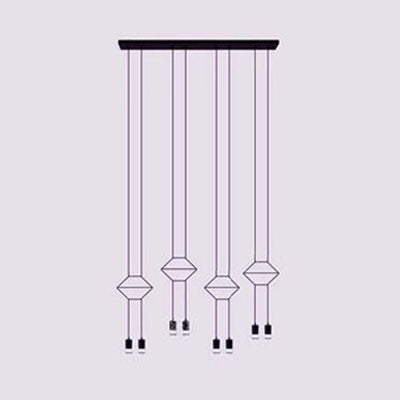 Modern Geometric Metal Ceiling Light - Black Suspension Pendant with 2/4/6 Lights