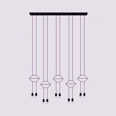 Modern Geometric Metal Ceiling Light - Black Suspension Pendant with 2/4/6 Lights