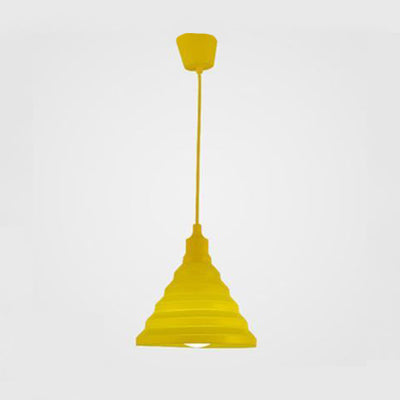 Modern Silica Gel Pendant Light In Multi Colors - Folding Hanging Lamp Yellow