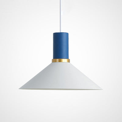 Minimalist Metal Pendant Light with Bowl/Cone/Funnel Shade in Blue/Pink/Yellow