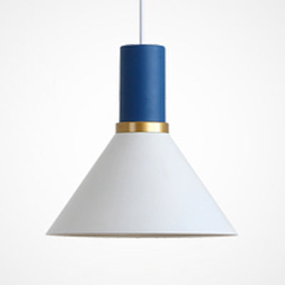 Minimalist Metal Pendant Light With Bowl/Cone/Funnel Shade In Blue/Pink/Yellow White / Funnel