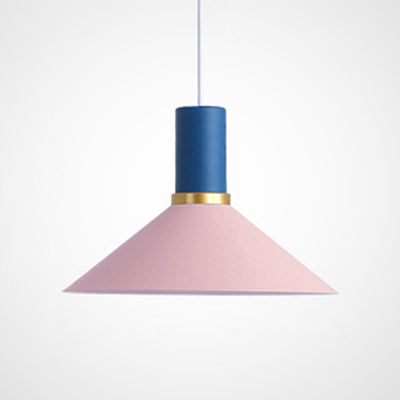 Minimalist Metal Pendant Light with Bowl/Cone/Funnel Shade in Blue/Pink/Yellow