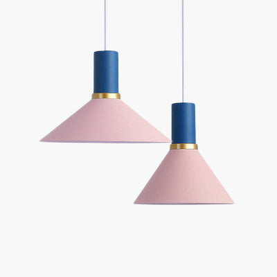 Minimalist Metal Pendant Light With Bowl/Cone/Funnel Shade In Blue/Pink/Yellow