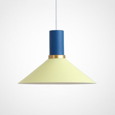 Minimalist Metal Pendant Light with Bowl/Cone/Funnel Shade in Blue/Pink/Yellow