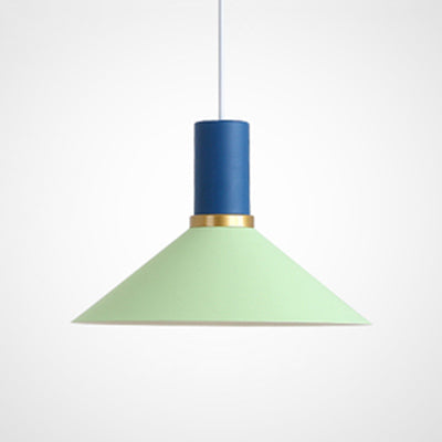Minimalist Metal Pendant Light With Bowl/Cone/Funnel Shade In Blue/Pink/Yellow Green / Cone