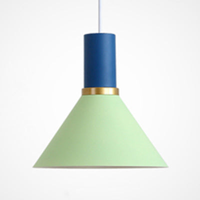 Minimalist Metal Pendant Light with Bowl/Cone/Funnel Shade in Blue/Pink/Yellow