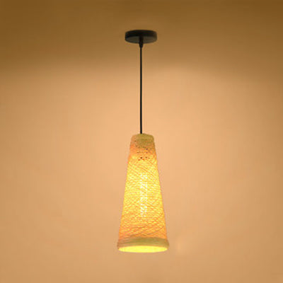 Rattan Handmade Pendant Lamp - Contemporary 1-Light Hanging Lamp in Blue/Brown