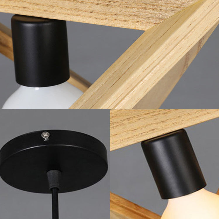 Japanese Beige Pendant Light With Triangle Shade - Wood 1-Light Lamp For Kitchen