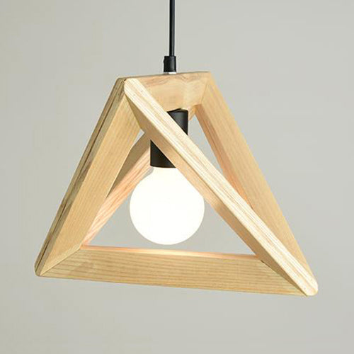 Japanese Beige Pendant Light With Triangle Shade - Wood 1-Light Lamp For Kitchen / 12