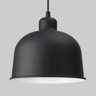 Macaron Style Single Head Pendant Light For Restaurants - Aluminum Bowl Shade Hanging Lamp Black