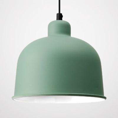 Macaron Style Single Head Pendant Light For Restaurants - Aluminum Bowl Shade Hanging Lamp Green