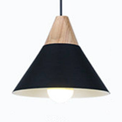 Modern Wood & Aluminum Single Head Coolie Pendant Light In Black/Grey/Yellow/White - Ideal For