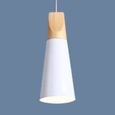 Modern Wood & Aluminum Single Head Coolie Pendant Light In Black/Grey/Yellow/White - Ideal For
