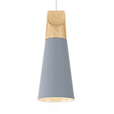Modern Wood & Aluminum Single Head Coolie Pendant Light In Black/Grey/Yellow/White - Ideal For