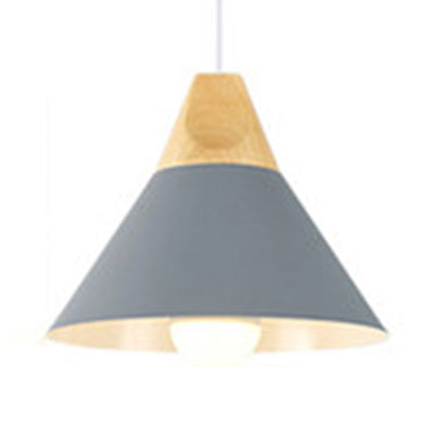 Modern Wood & Aluminum Single Head Coolie Pendant Light In Black/Grey/Yellow/White - Ideal For