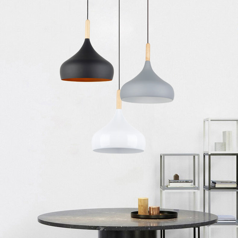 Contemporary Aluminum Onion Pendant Light - Balcony Hallway Suspension 9.5/12/14 Width 1 Bulb