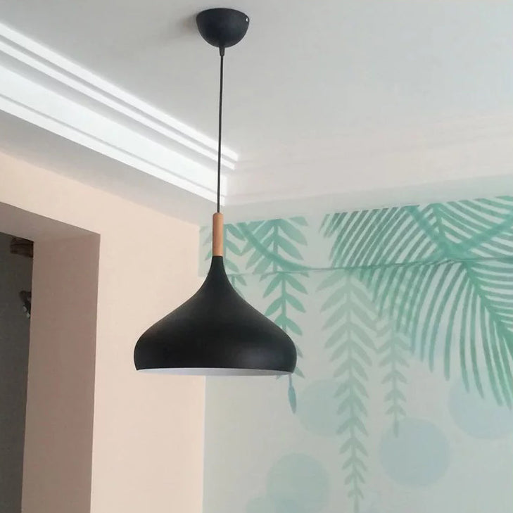 Contemporary Aluminum Pendant Light with Onion Shade – Ideal for Balcony or Hallway – 9.5/12/14 Inch Wide – Includes 1 Bulb
