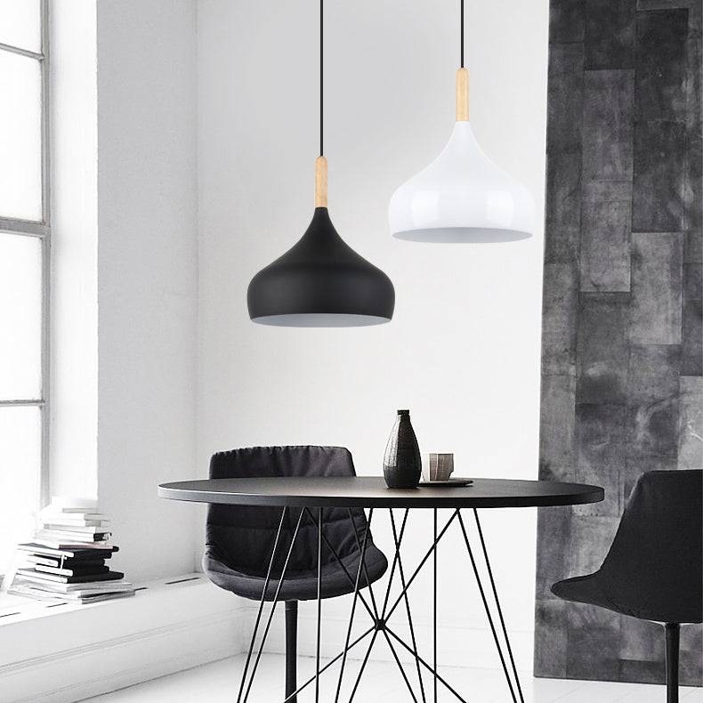Contemporary Aluminum Pendant Light with Onion Shade – Ideal for Balcony or Hallway – 9.5/12/14 Inch Wide – Includes 1 Bulb