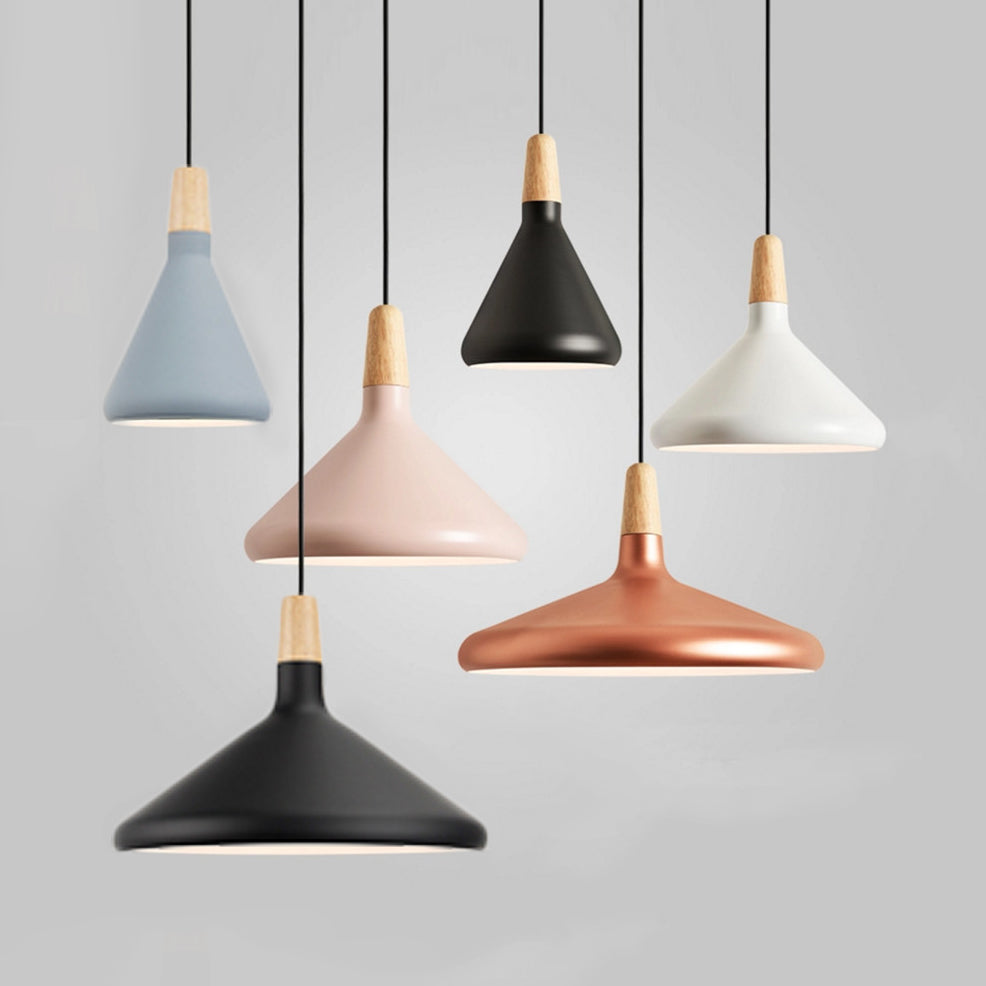 Suspension Nordic Coolie Shade pour bureau, café - Aluminium, 7/10,5/15 pouces de large, 1 lampe à suspension à tête