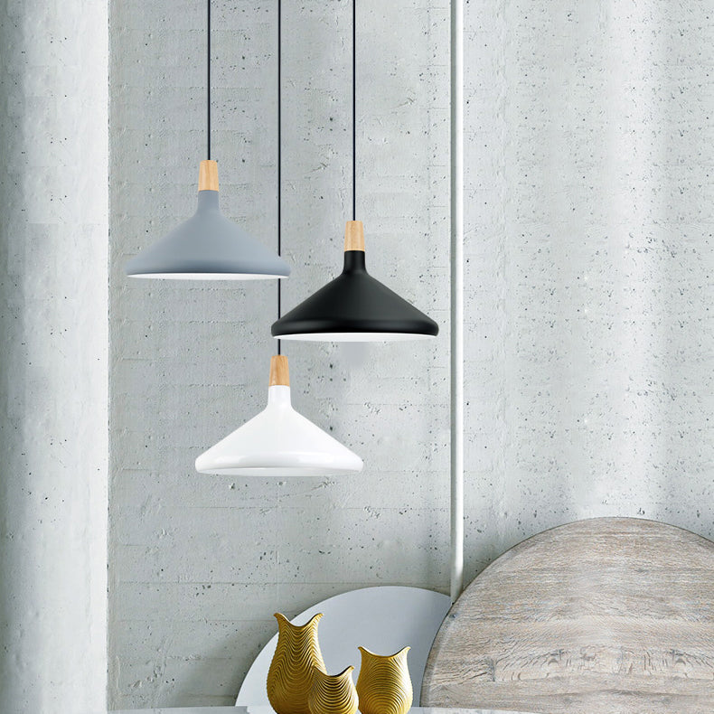 Suspension Nordic Coolie Shade pour bureau, café - Aluminium, 7/10,5/15 pouces de large, 1 lampe à suspension à tête