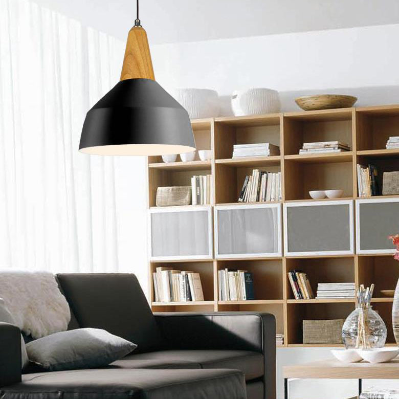 Nordic Style Aluminum & Wood Pendant Light - Perfect for Study Room