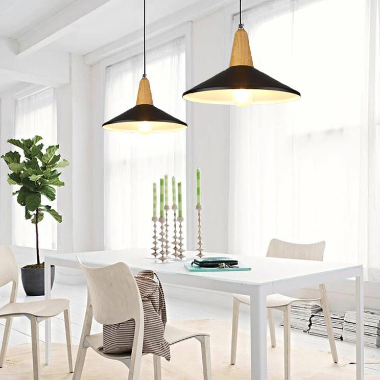 Nordic Style Aluminum & Wood Pendant Light - Perfect for Study Room