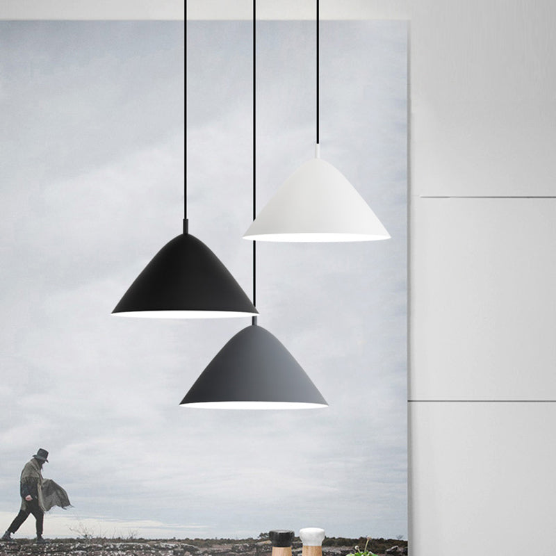 Minimalistic Pyramid Hanging Light in Monochrome Tones - Ideal for Study Room Décor"

or

"Modern Metallic Single Bulb Pendant Light - Sleek Monochrome Design for Study Room