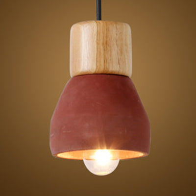 Nordic Style Cement Torch Pendant Lamp For Tea Station With Single Light
